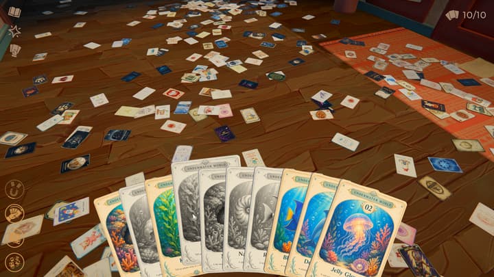 A fan of collected cards spread out in front of the pile