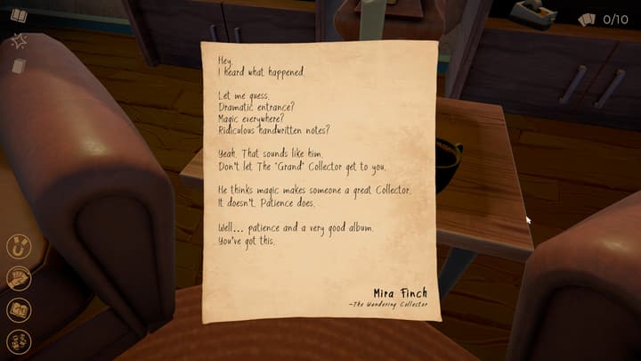 A handwritten letter from Mira Finch, The Wandering Collector
